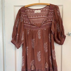 Daughters of India Mishka Mini Dress in Hazelnut Small S